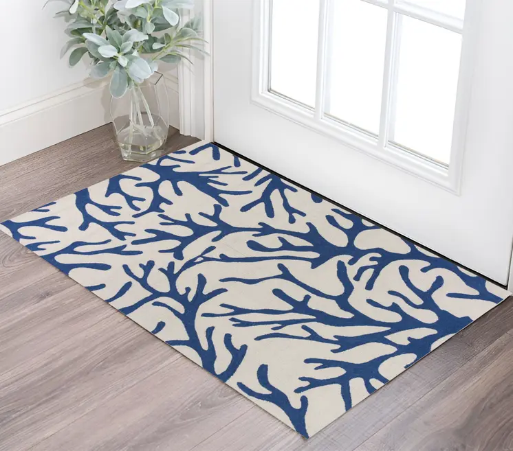 2' X 3' Blue Hand Tufted Area Rug