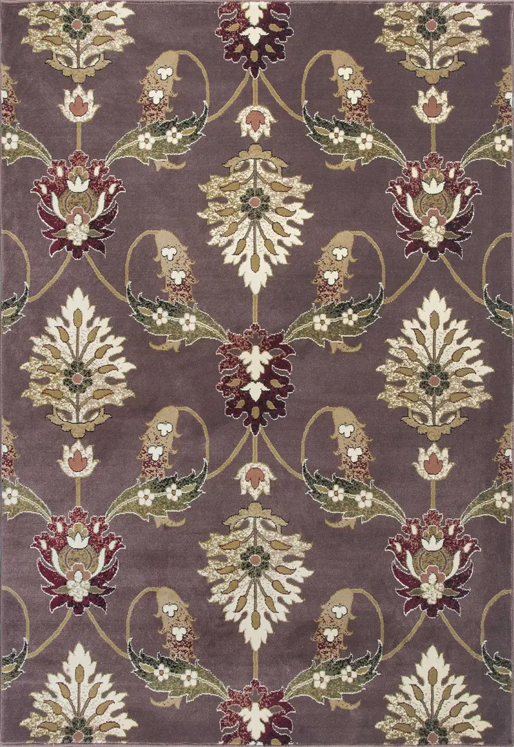 2' X 3' Plum And White Floral Area Rug