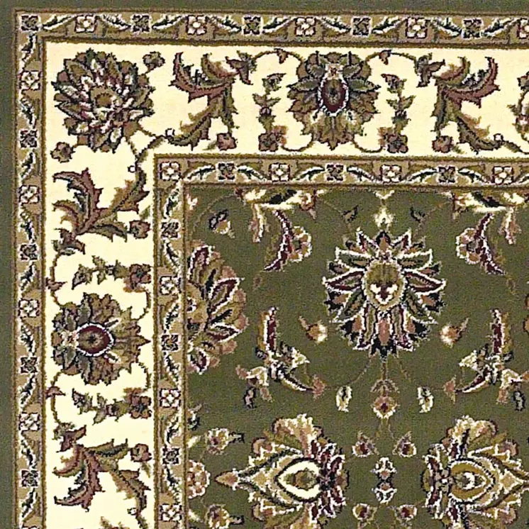 2' X 3' Green And Ivory Floral Area Rug