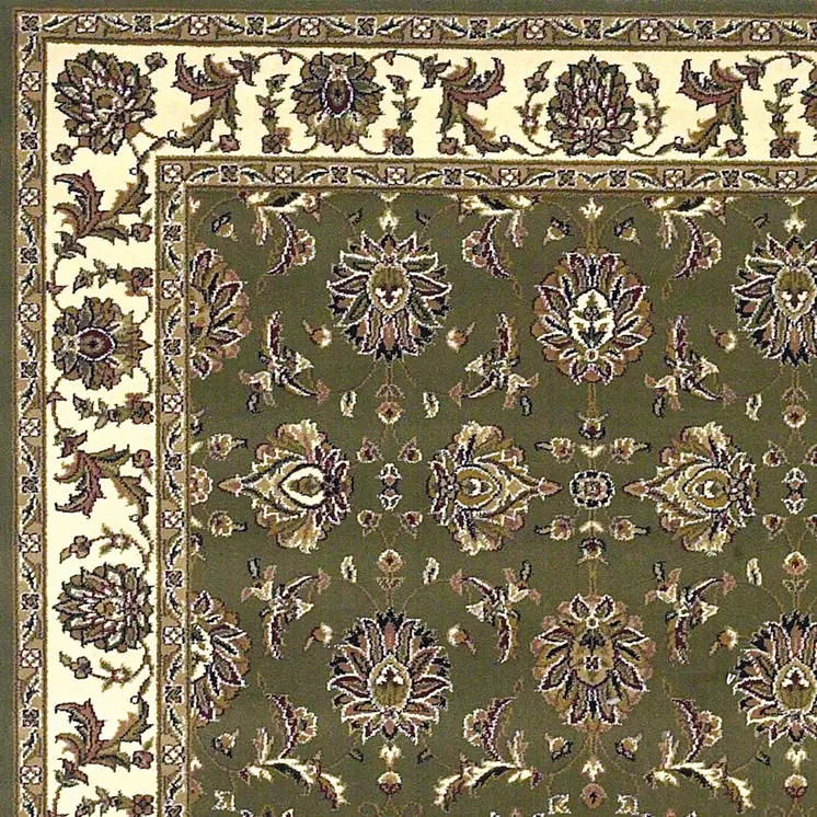 2' X 3' Green And Ivory Floral Area Rug