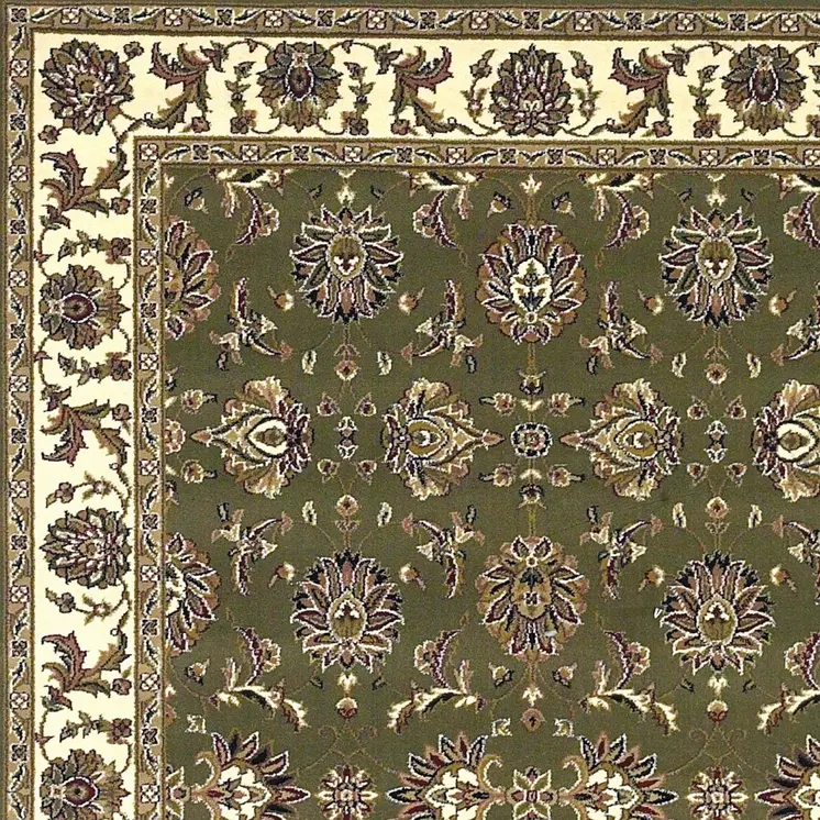 2' X 3' Green And Ivory Floral Area Rug