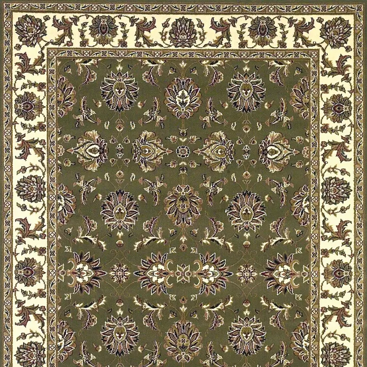2' X 3' Green And Ivory Floral Area Rug