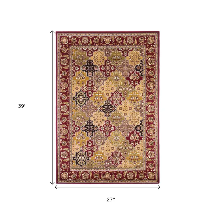 2' X 3' Red Orange And Black Quatrefoil Area Rug