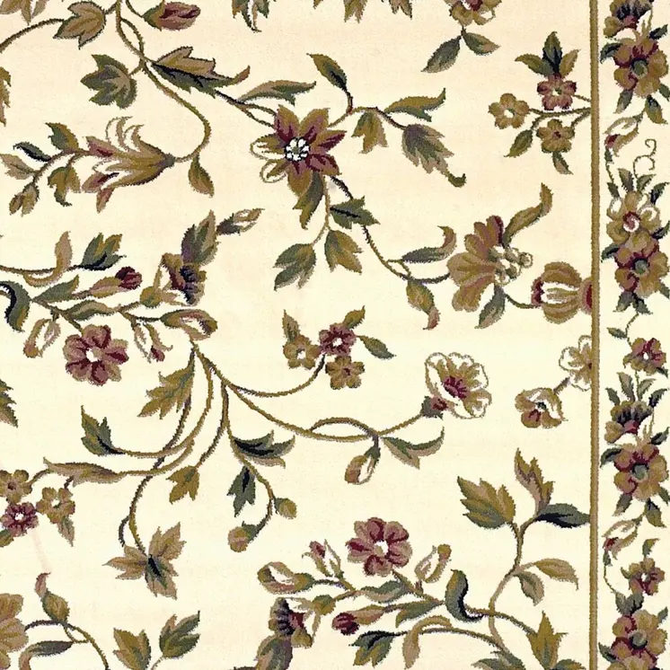 2' X 3' Ivory And Green Floral Vines Area Rug