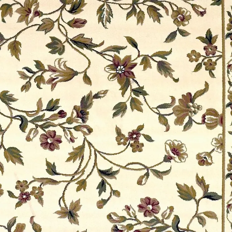 2' X 3' Ivory And Green Floral Vines Area Rug