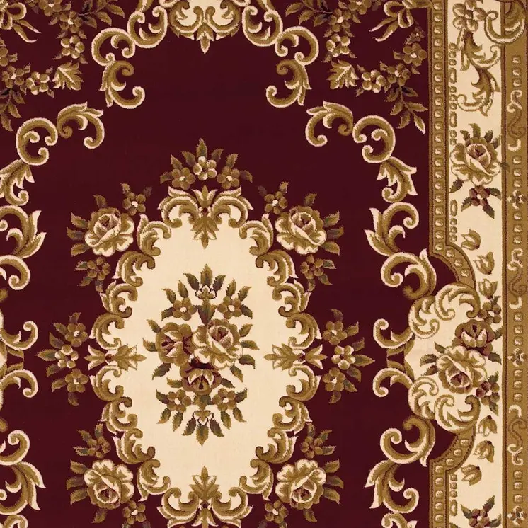 2' X 3' Red and Ivory Floral Border Area Rug