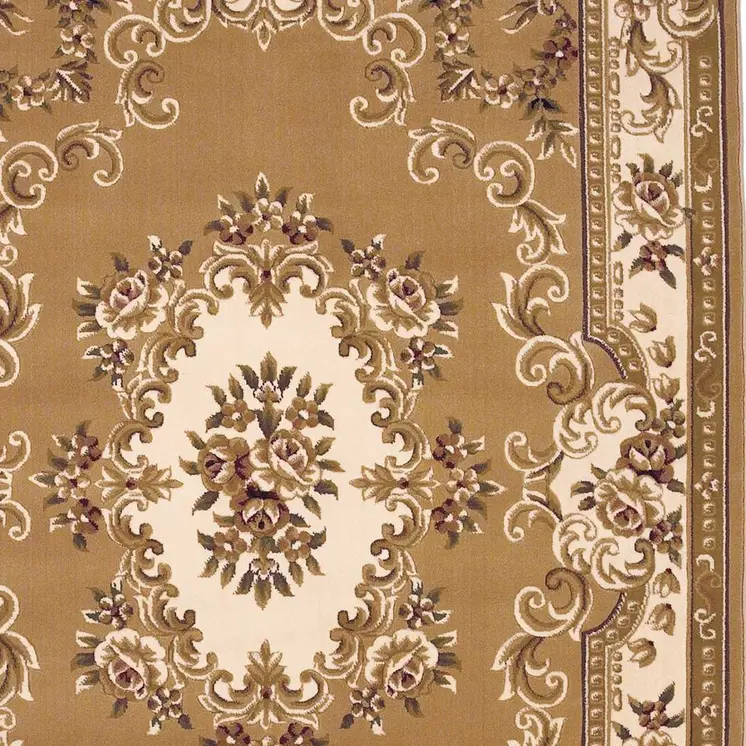 2' X 3' Beige And Ivory Floral Medallion Area Rug