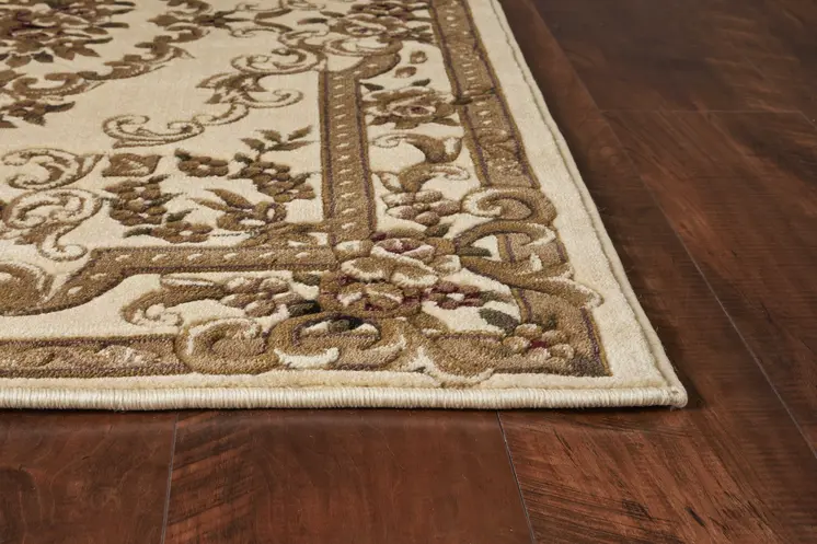 2' X 3' Ivory And Beige Floral Medallion Area Rug