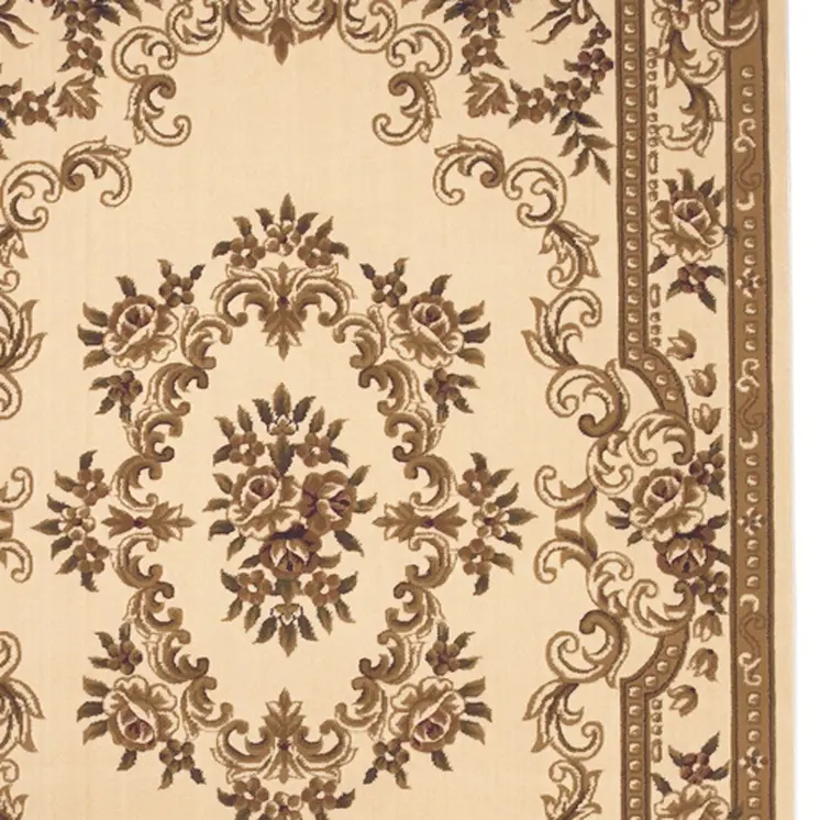 2' X 3' Ivory And Beige Floral Medallion Area Rug
