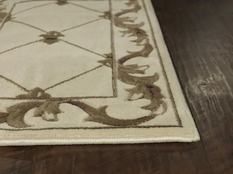 2' X 3' Ivory And Brown Floral Area Rug