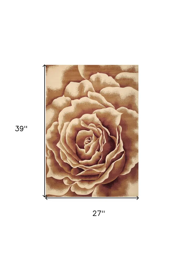 2' X 3' Ivory And Red Floral Area Rug