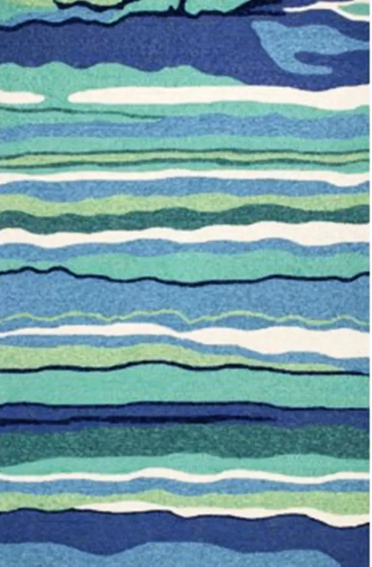 2' X 3' Blue and Ivory Abstract Handmade Indoor Outdoor Area Rug