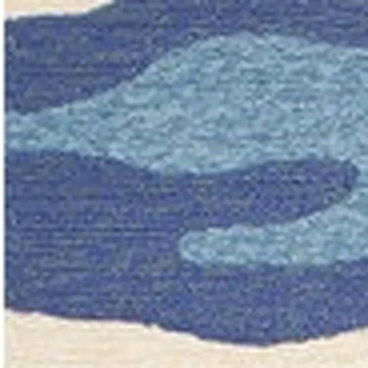 2' X 3' Blue and Ivory Abstract Handmade Indoor Outdoor Area Rug