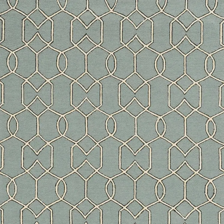 2' X 3' Green and Ivory Hand Hooked Area Rug