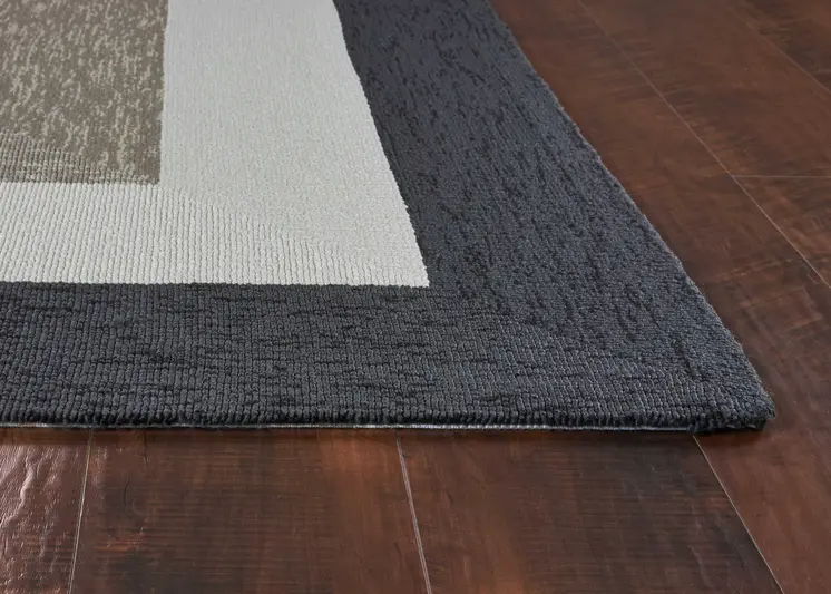2' X 3' Charcoal Hand Hooked Area Rug