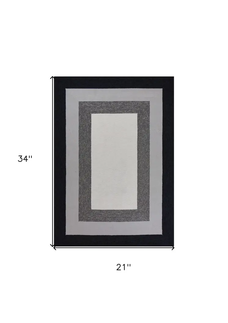 2' X 3' Charcoal Hand Hooked Area Rug