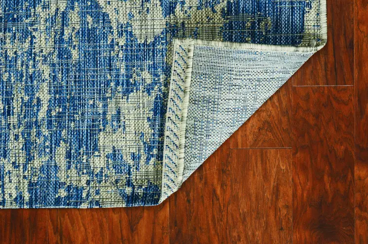 3' X 5' Blue And Green Abstract Indoor Outdoor Area Rug