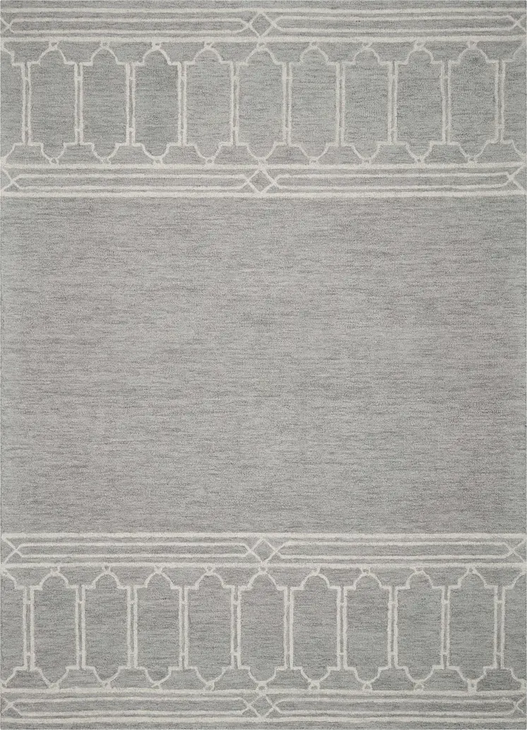 2' X 4' Gray Wool Ogee Hand Tufted Area Rug