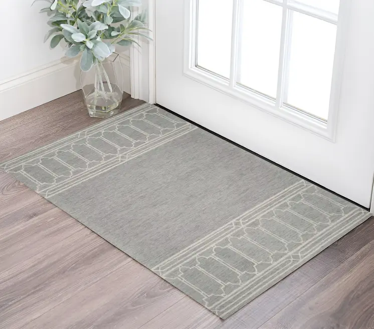 2' X 4' Gray Wool Ogee Hand Tufted Area Rug