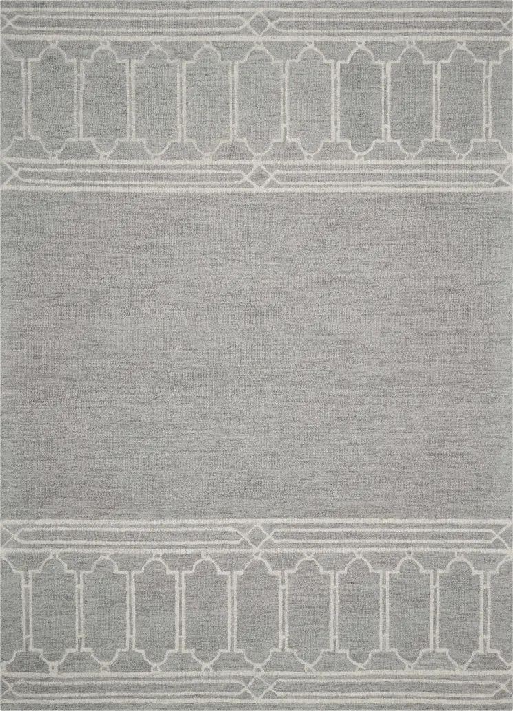 2' X 4' Gray Wool Ogee Hand Tufted Area Rug