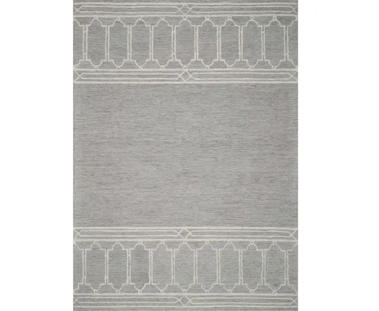 2' X 4' Gray Wool Ogee Hand Tufted Area Rug