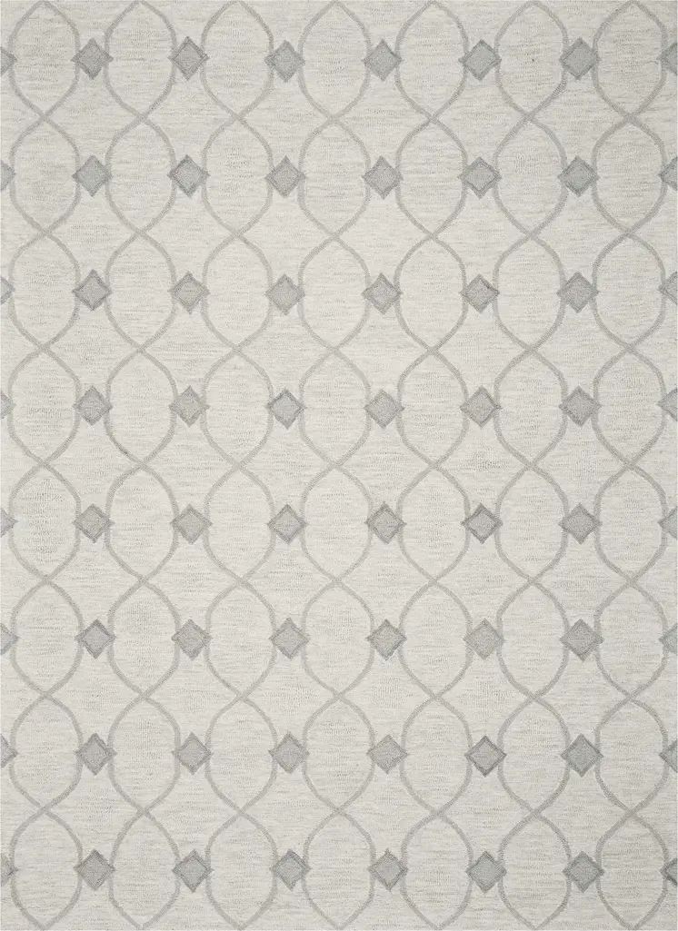 2' X 4' Ivory Wool Quatrefoil Hand Tufted Area Rug