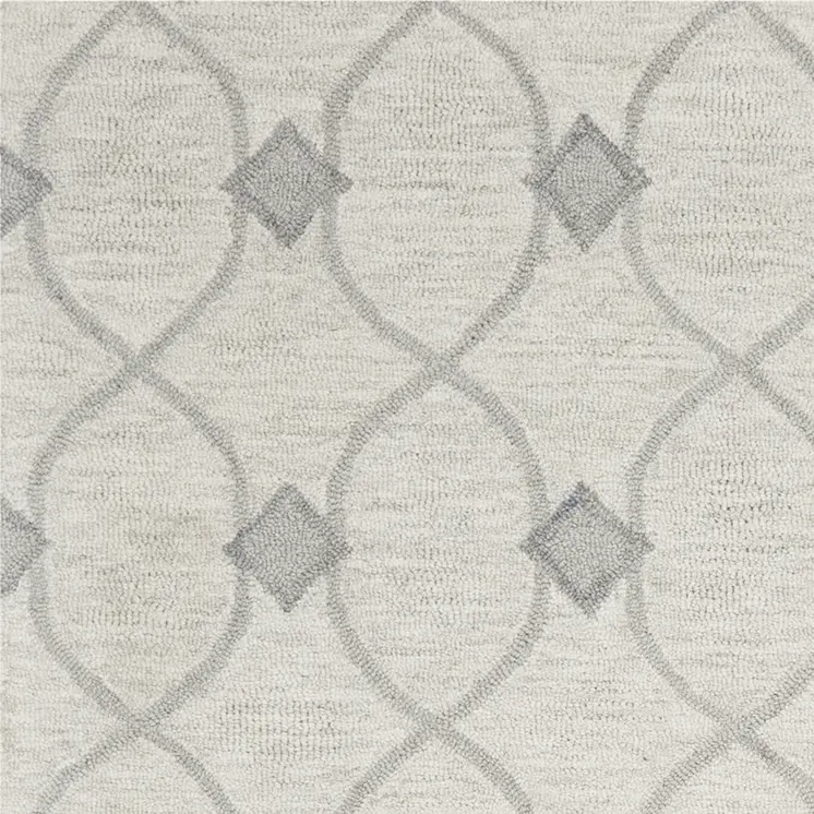 2' X 4' Ivory Wool Quatrefoil Hand Tufted Area Rug