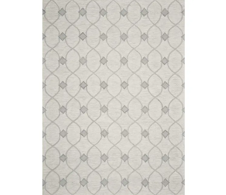 2' X 4' Ivory Wool Quatrefoil Hand Tufted Area Rug