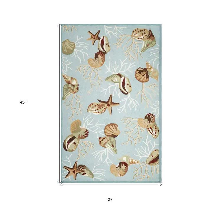 2' X 4' Blue Hand Tufted Area Rug