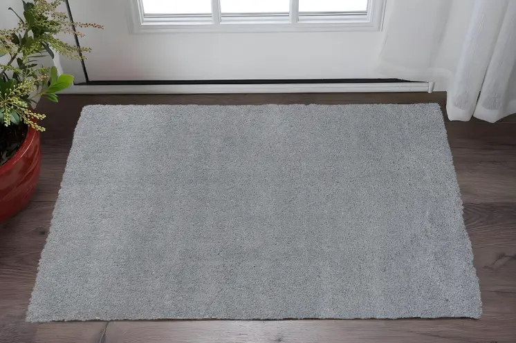 2' X 4' Polyester Grey Area Rug