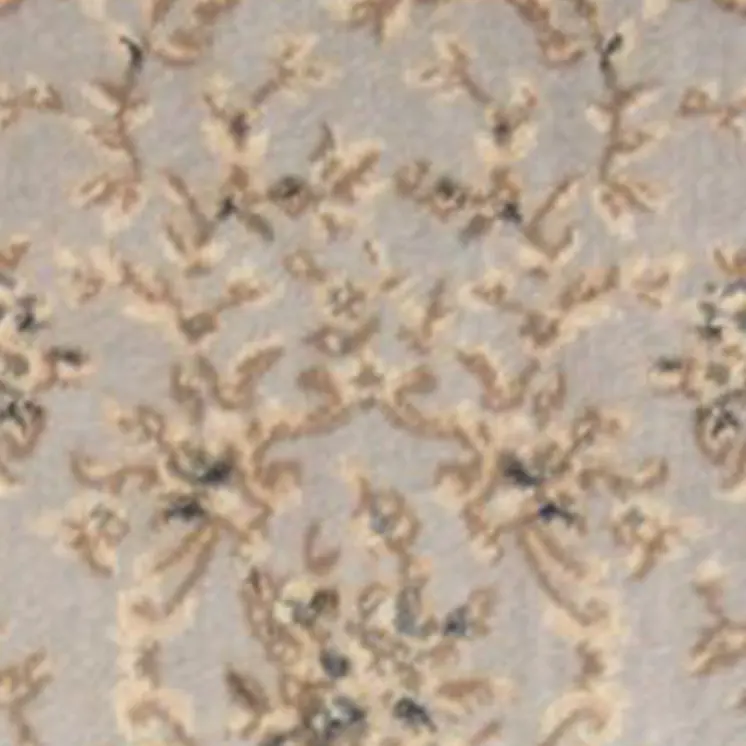 8' Light Gray And Tan Floral Runner Rug