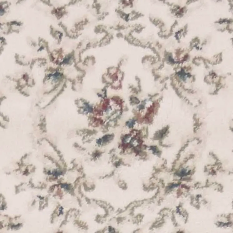 8' Ivory And Green Floral Runner Rug