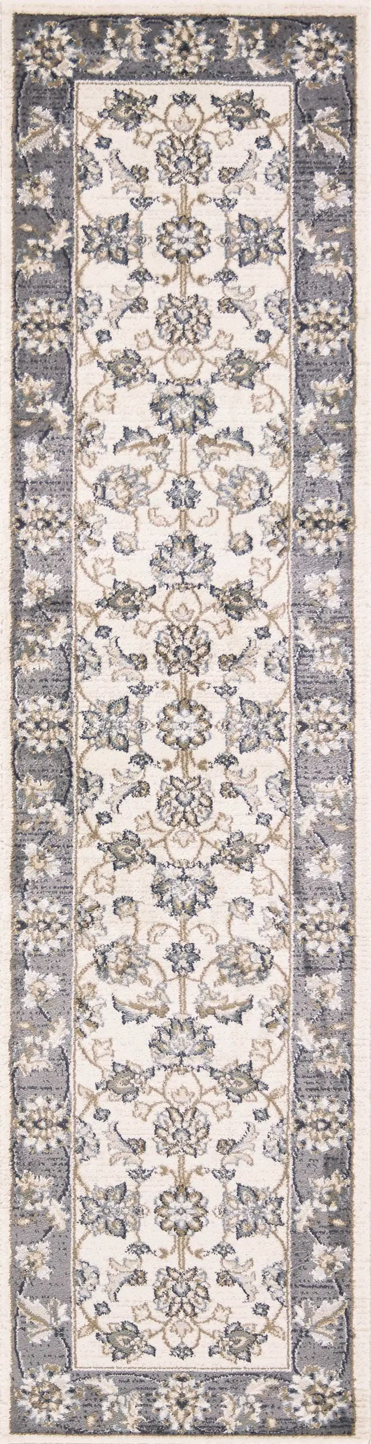 8' Gray And Ivory Runner Rug