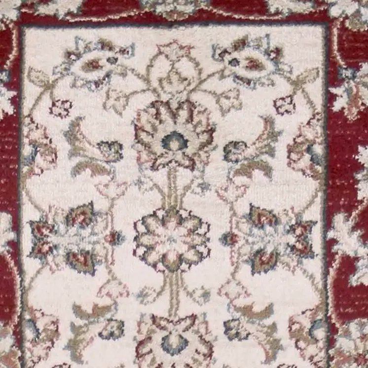 8' Ivory And Red Floral Runner Rug