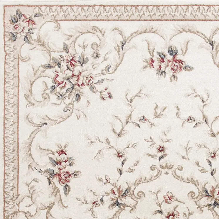 3' X 5' Ivory And Red Floral Area Rug