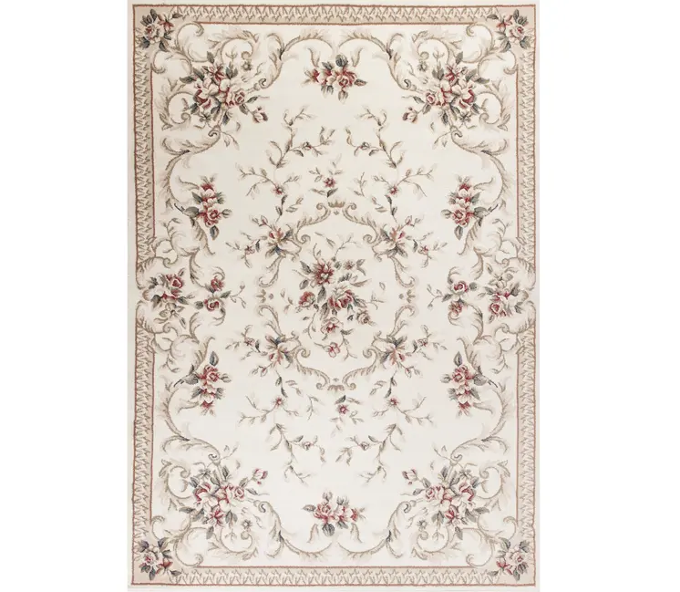 3' X 5' Ivory And Red Floral Area Rug