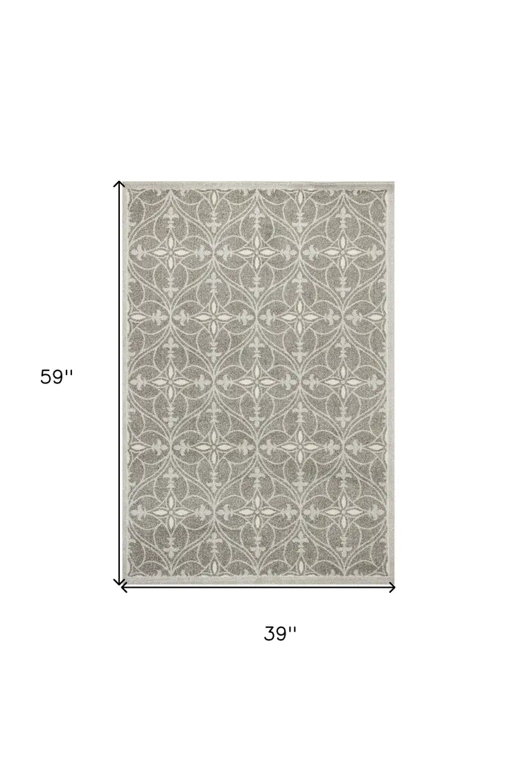 3' X 5' Gray Moroccan Indoor Outdoor Area Rug