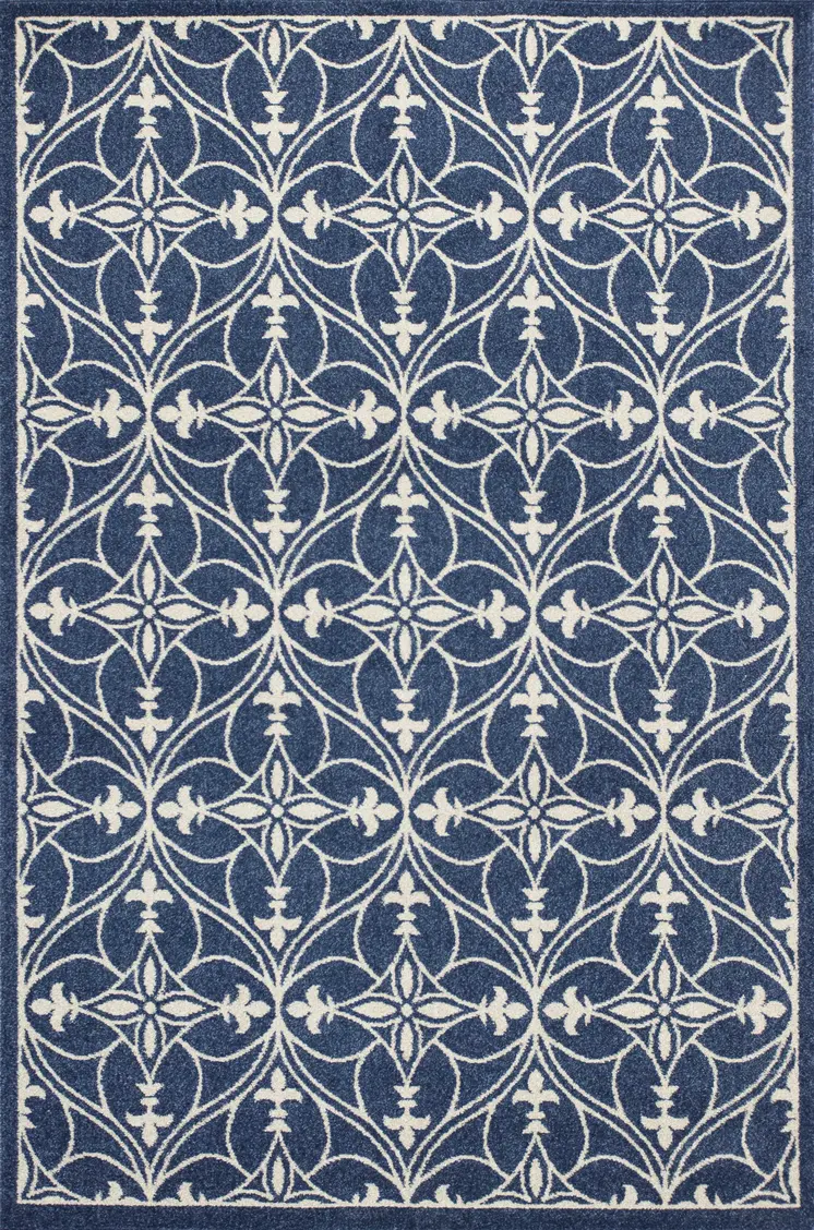 3' X 5' Blue and Ivory Area Rug