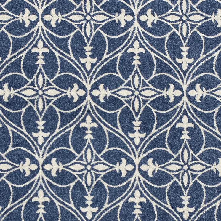 3' X 5' Blue and Ivory Area Rug