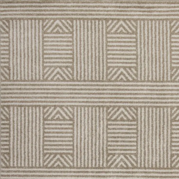 3' X 5' Beige And Ivory Geometric Indoor Outdoor Area Rug