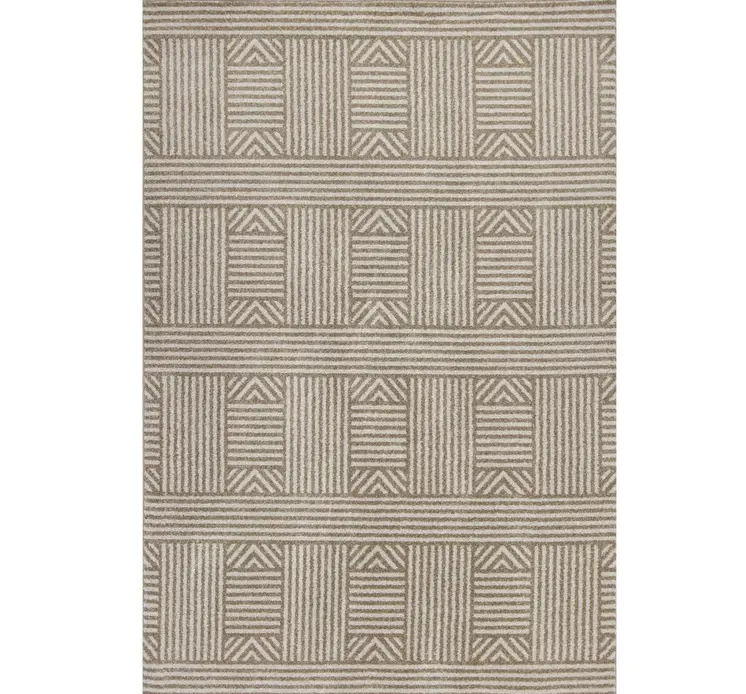 3' X 5' Beige And Ivory Geometric Indoor Outdoor Area Rug