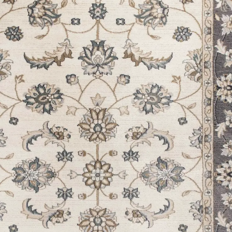3' X 5' Gray and Ivory Floral Area Rug