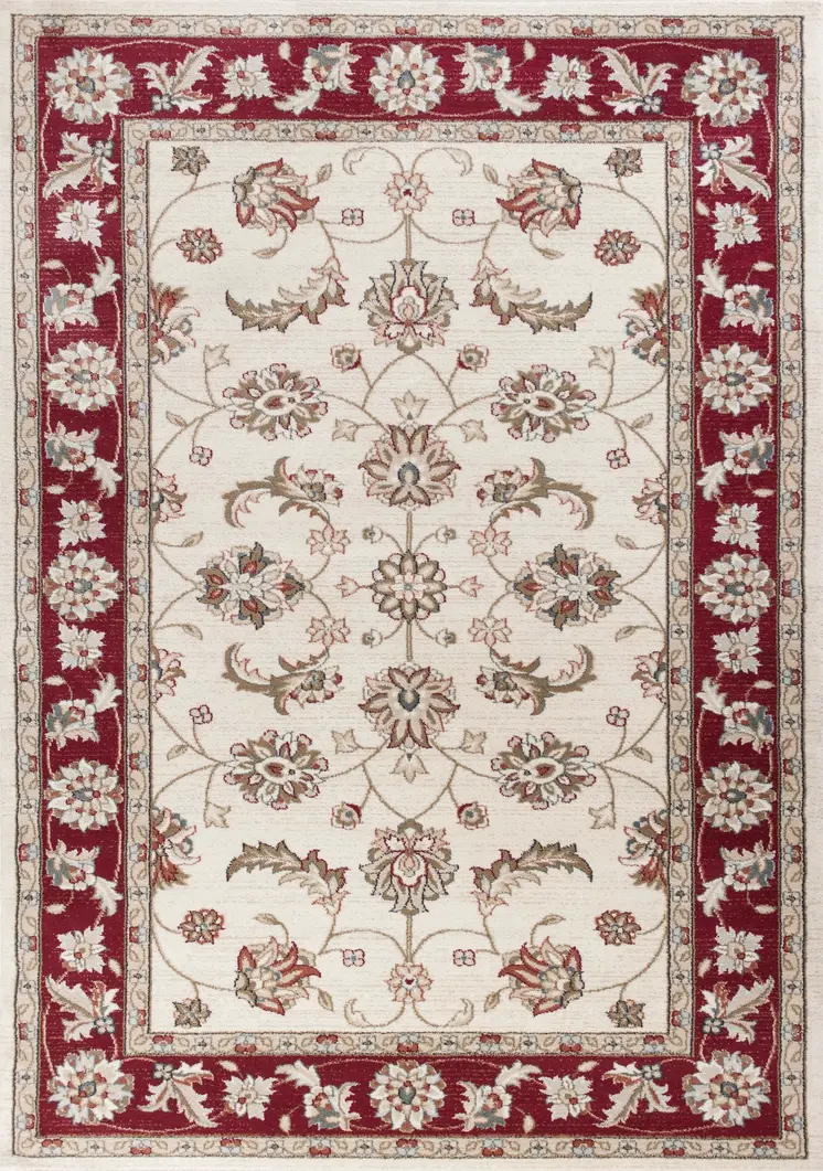 3' X 5' Ivory And Red Floral Area Rug