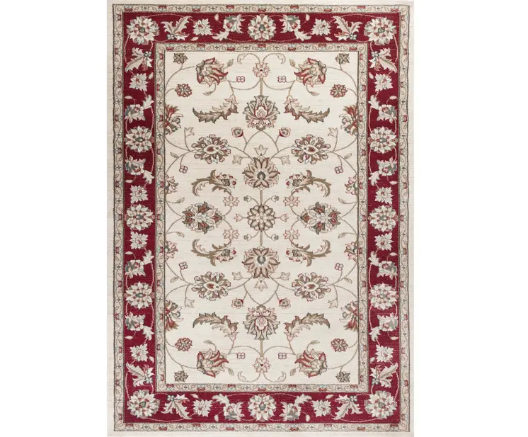 3' X 5' Ivory And Red Floral Area Rug