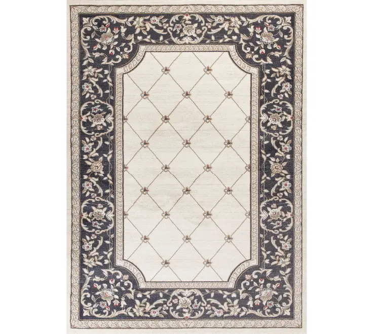 3' X 5' Gray and Ivory Trellis Area Rug