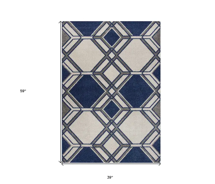 3' X 5' Ivory Geometric Area Rug
