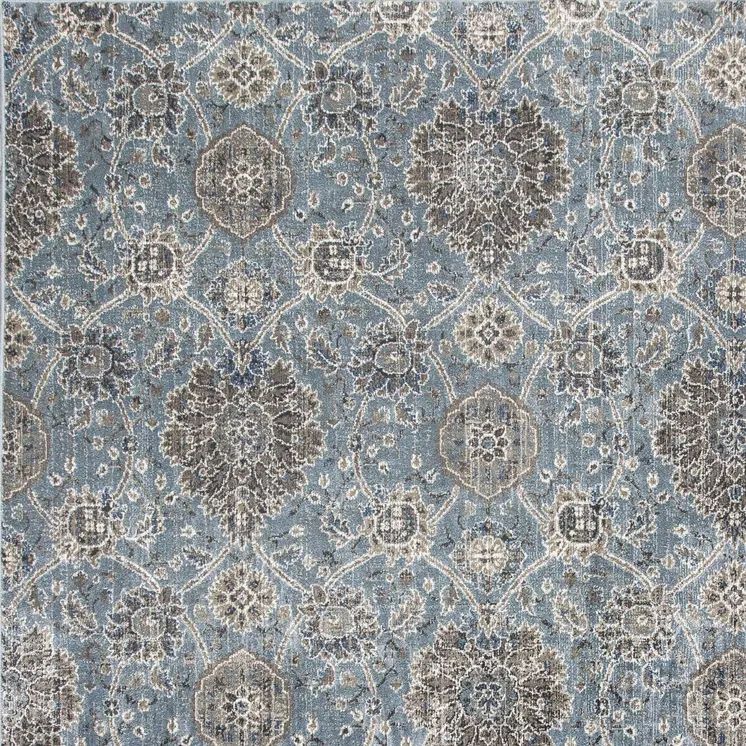 2' X 4' Slate Blue Damask Area Rug