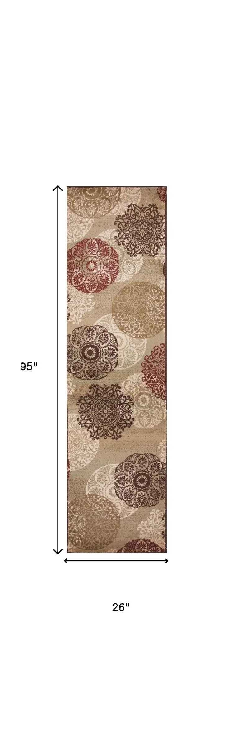 8' Sand And Beige Geometric Runner Rug
