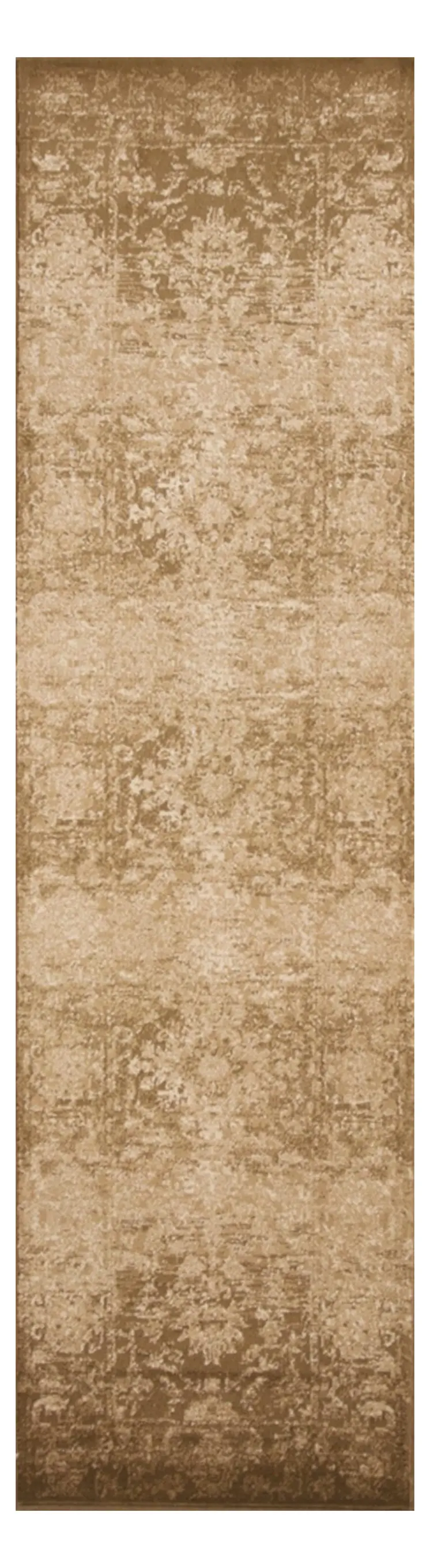8' Beige Floral Runner Rug