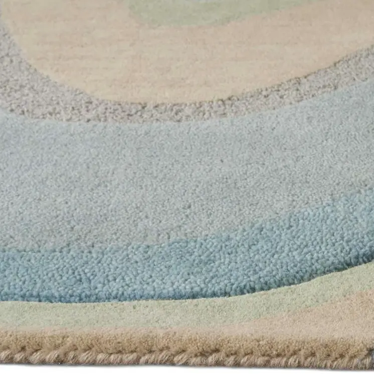 2' X 4' Blue And Beige Wool Abstract Hand Tufted Area Rug